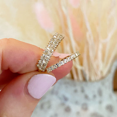 Solid Gold White Topaz & Diamond Angel’s Bridge Ring
