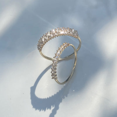 Solid Gold White Topaz & Diamond Angel’s Bridge Ring