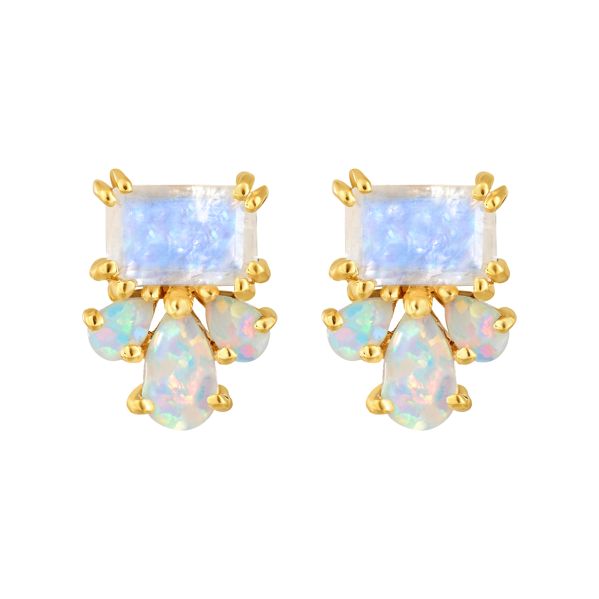 Opal & Rainbow Moonstone Empress Studs