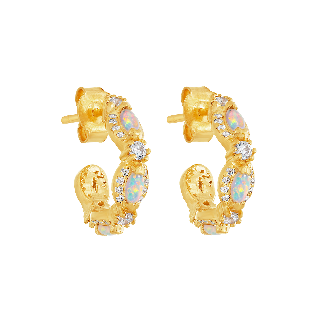 Mini Opal & Diamond Marquis Hoops