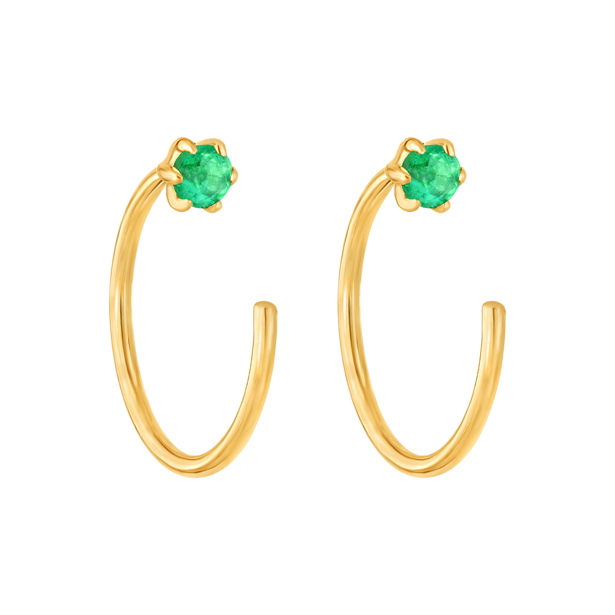 14kt Gold Emerald Mini Emerald Ear Huggers