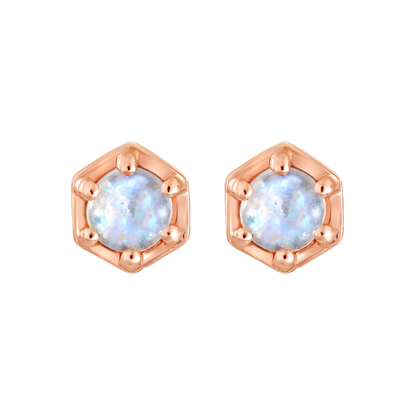 Rose Gold Moonstone Faire Studs