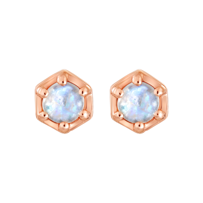 Rose Gold Moonstone Faire Studs