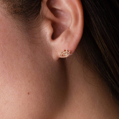 14kt Diamond Evil Eye Studs