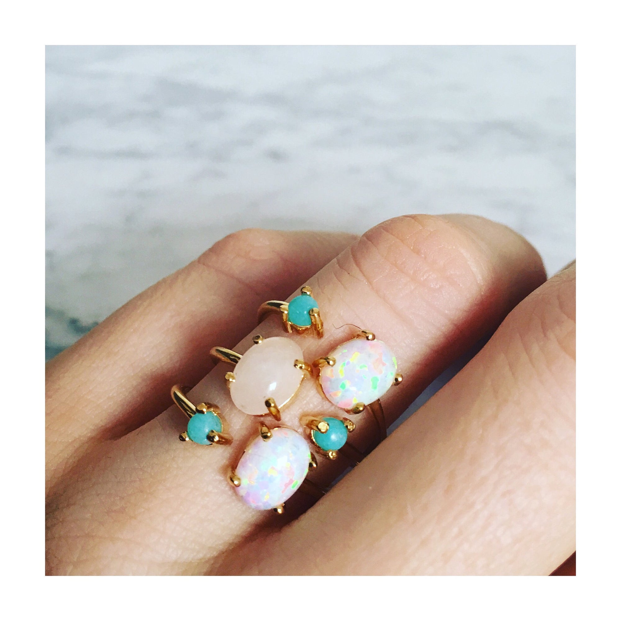 Turquoise and Opal Dual Ring