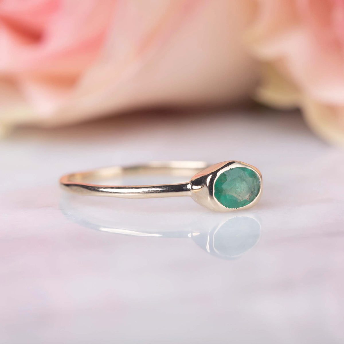 Solid Gold Emerald Verte Ring