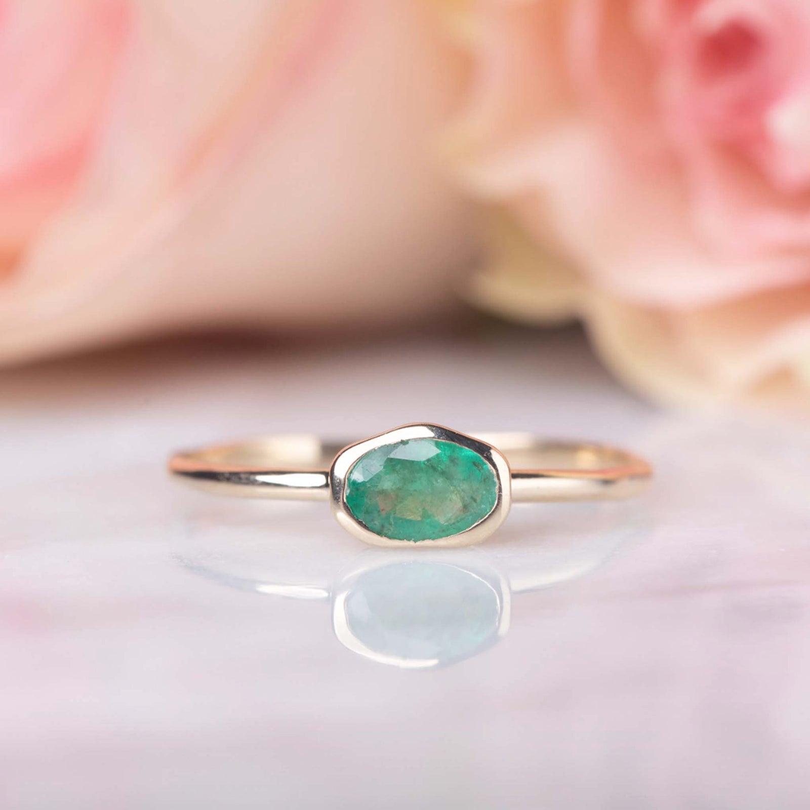 Solid Gold Emerald Verte Ring