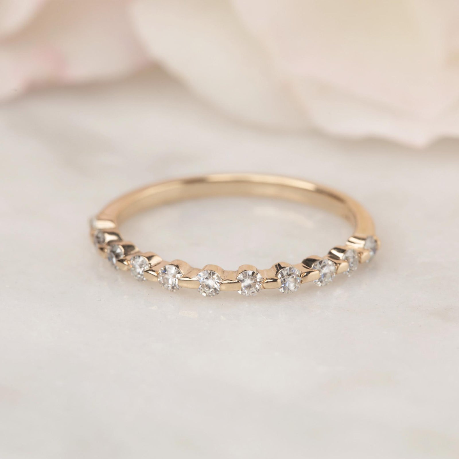 Solid Gold Moissanite Half Eternity Band