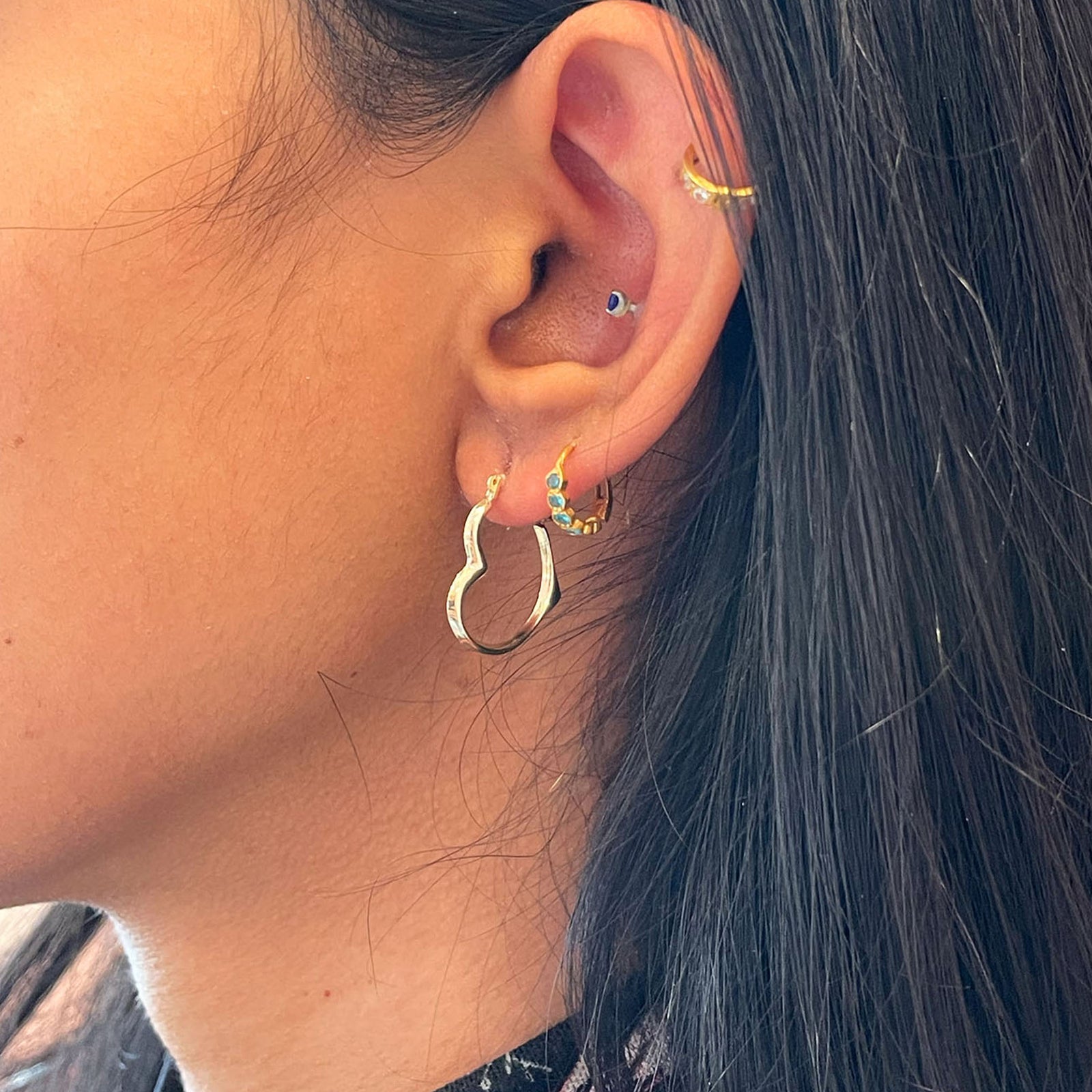 10kt Gold Forever Heart Hoops