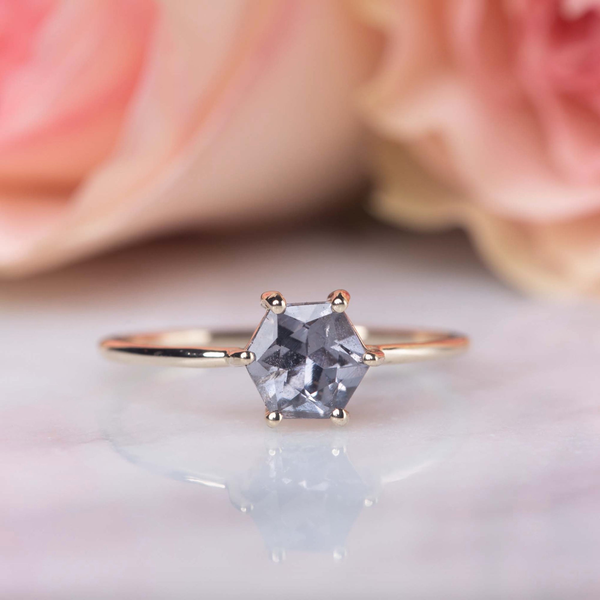 Solid Gold Icy Blue Spinel Ammil Ring