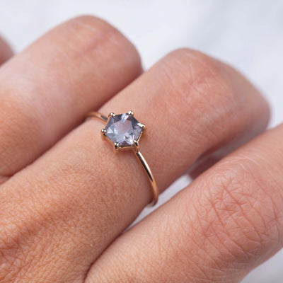 Solid Gold Icy Blue Spinel Ammil Ring