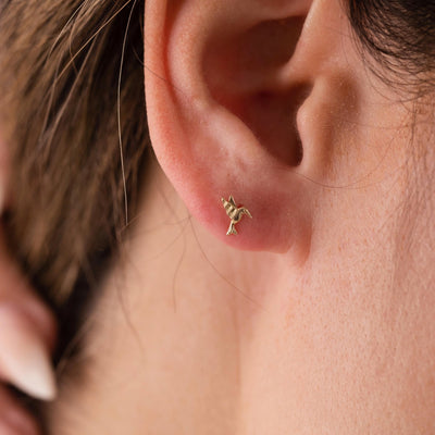 14kt Gold Hummingbird Studs