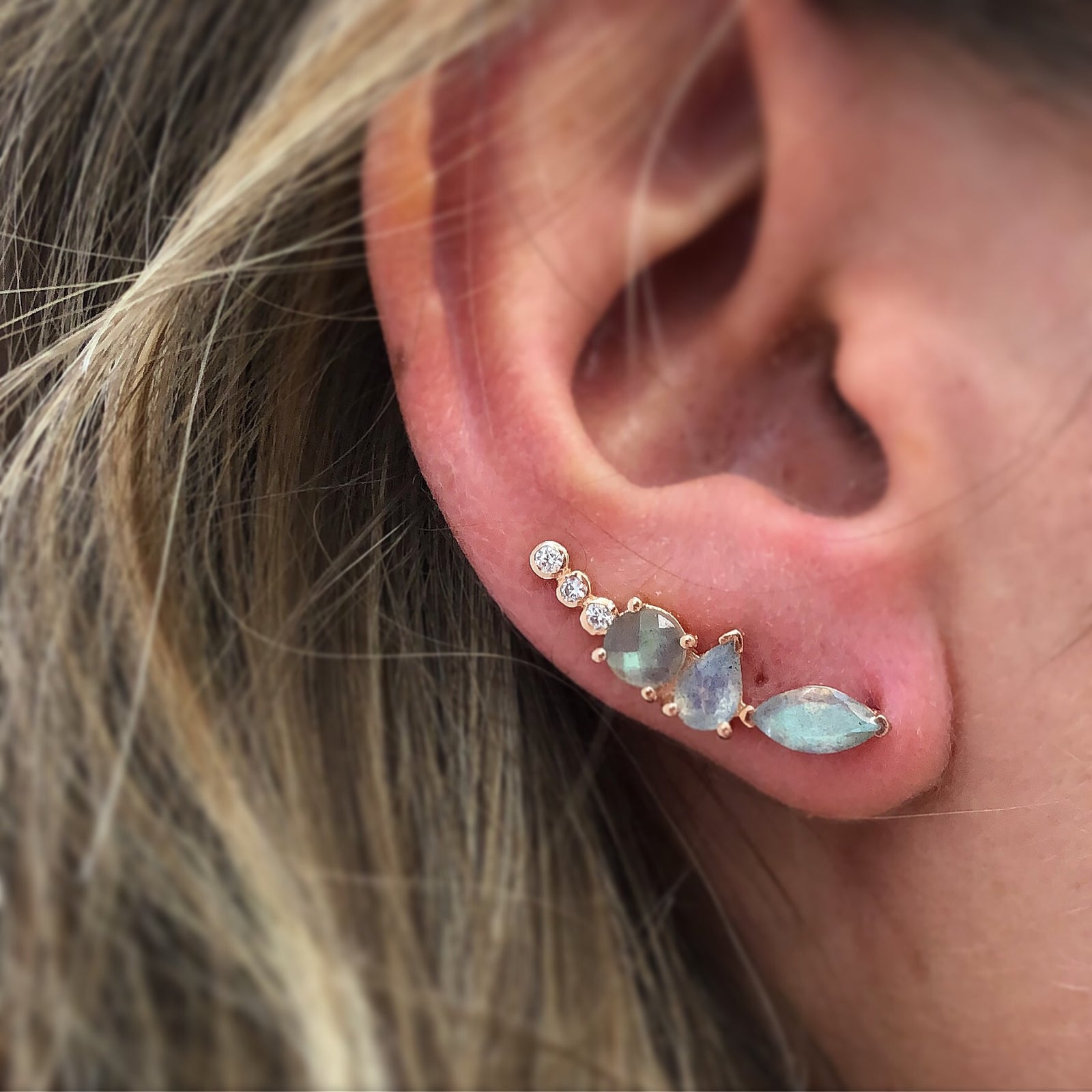 Rose Gold Labradorite Wing Climbers