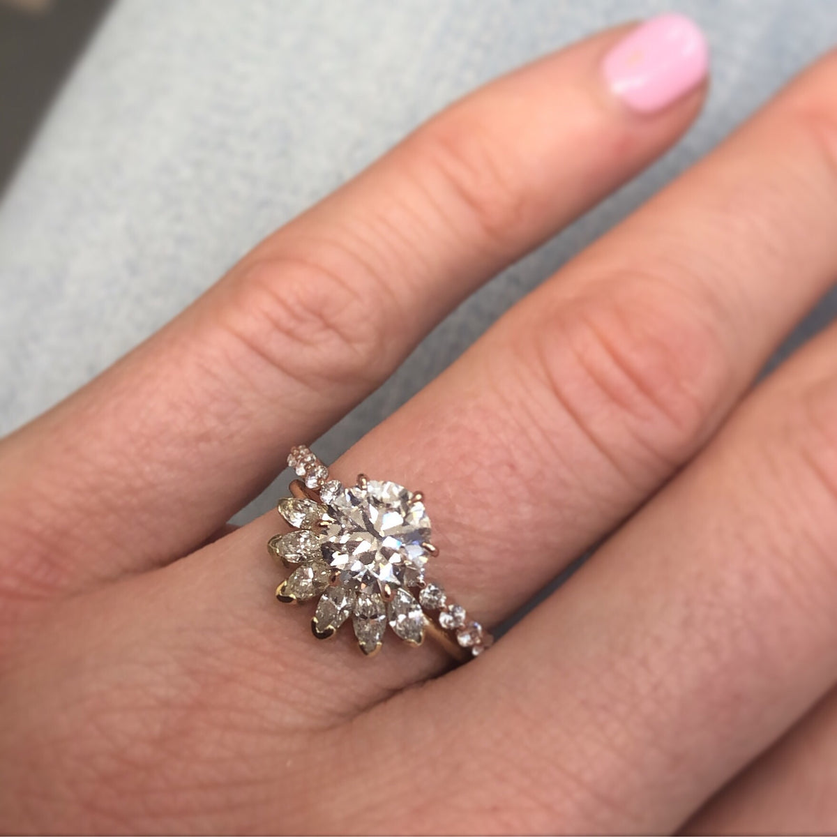 Solid Gold Diamond Caribbean Sunrise Ring