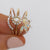 Solid 14kt Gold Diamond Sunflower Ring