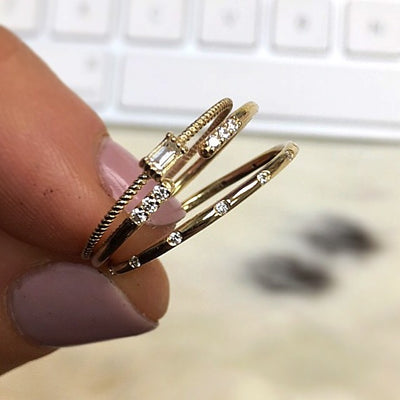 Solid Gold Diamond Birds of a Feather Stacking Ring *online exclusive*