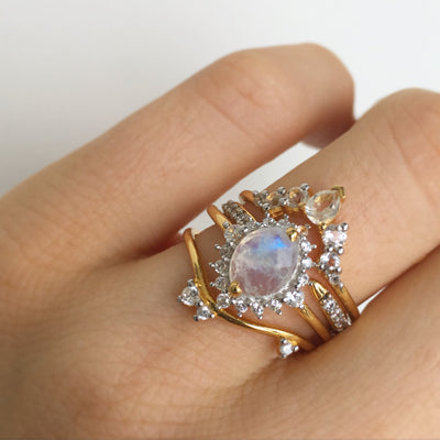 White Topaz Angels Arc Ring