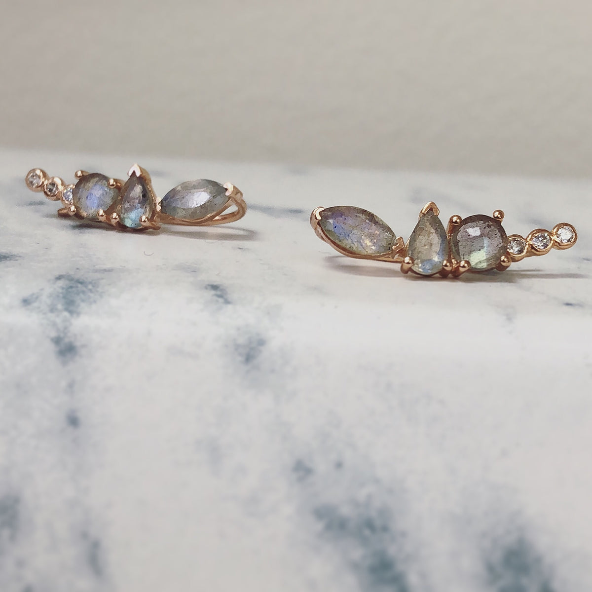 Rose Gold Labradorite Wing Climbers