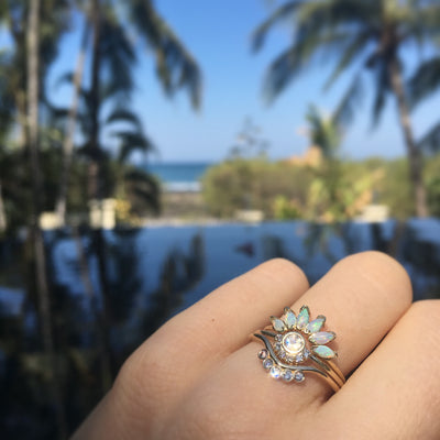 Solid Gold Opal Caribbean Sunrise Ring