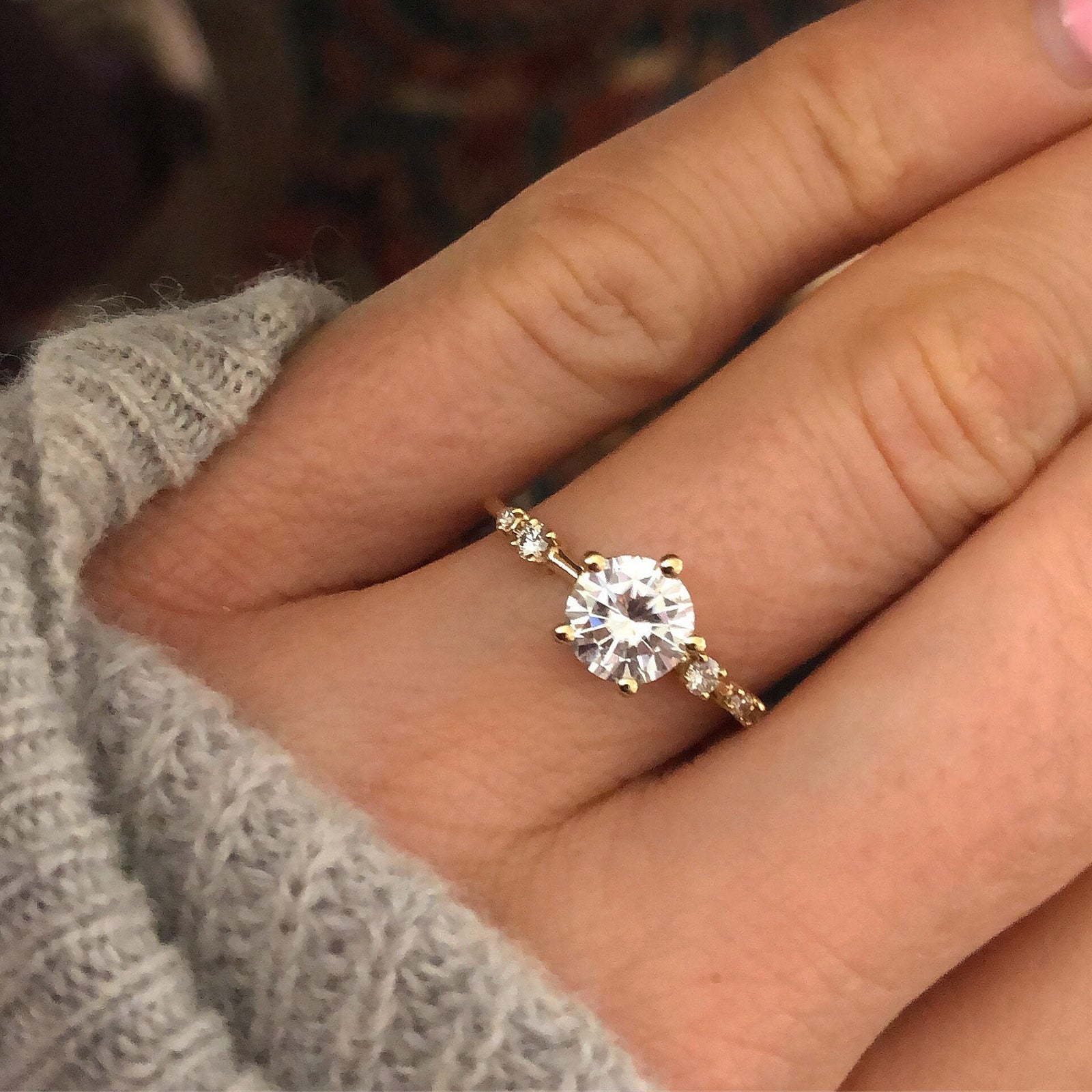 14kt Gold Diamond & Moissanite Spring Waltz Ring
