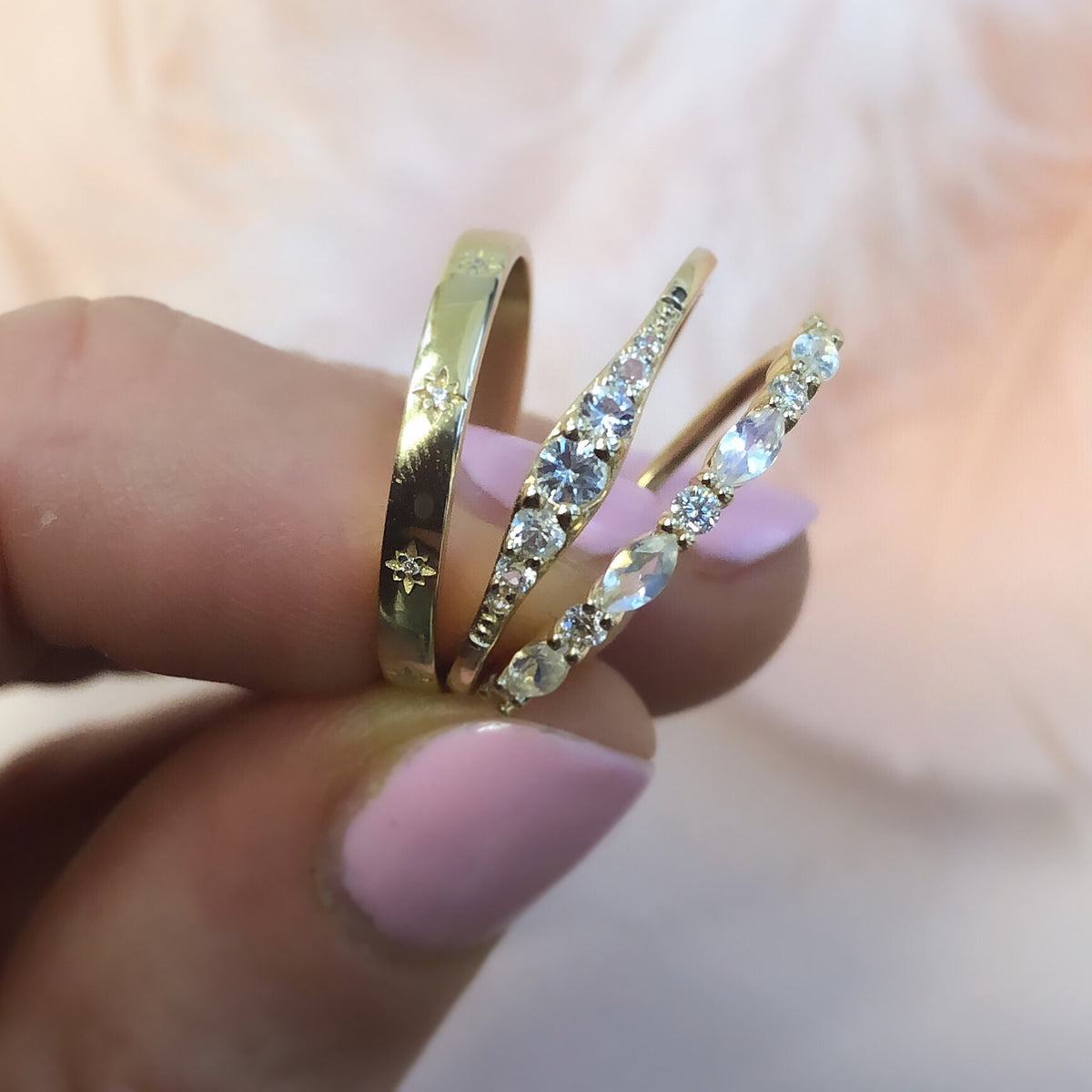 Solid Gold White Sapphire Ella Vie Ring