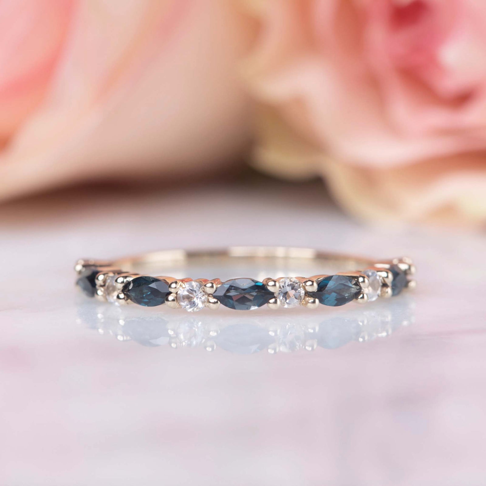 Solid Gold London Blue Topaz Wanderlust Ring