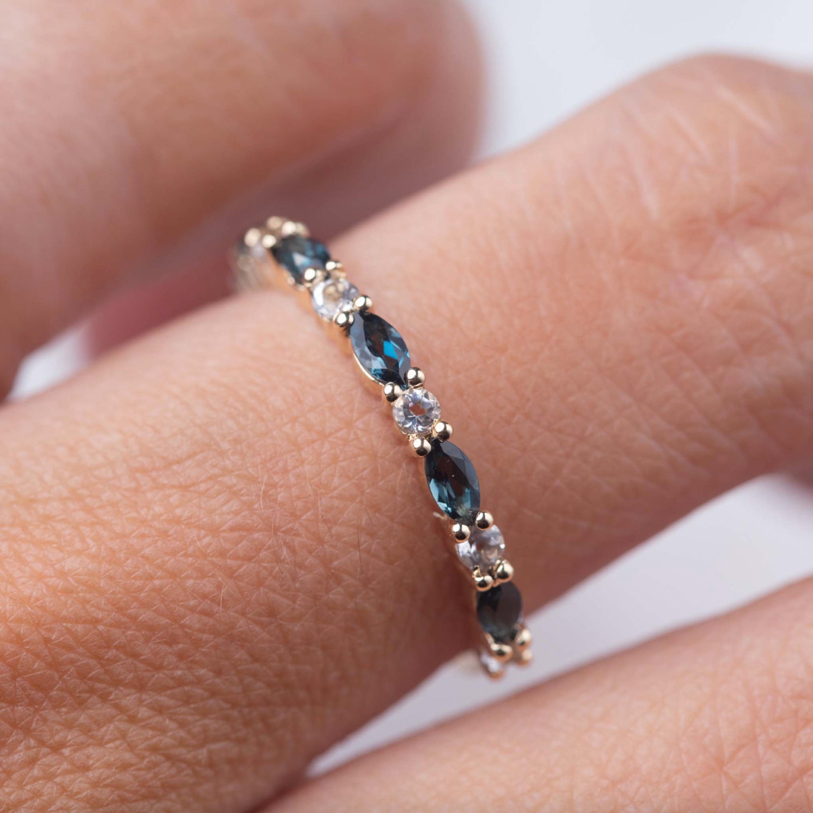 Solid Gold London Blue Topaz Wanderlust Ring