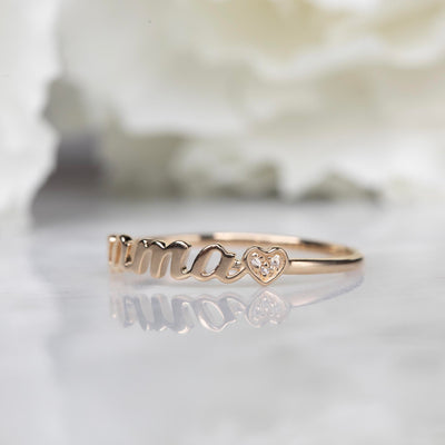 14kt Gold Diamond Heart Mama Ring