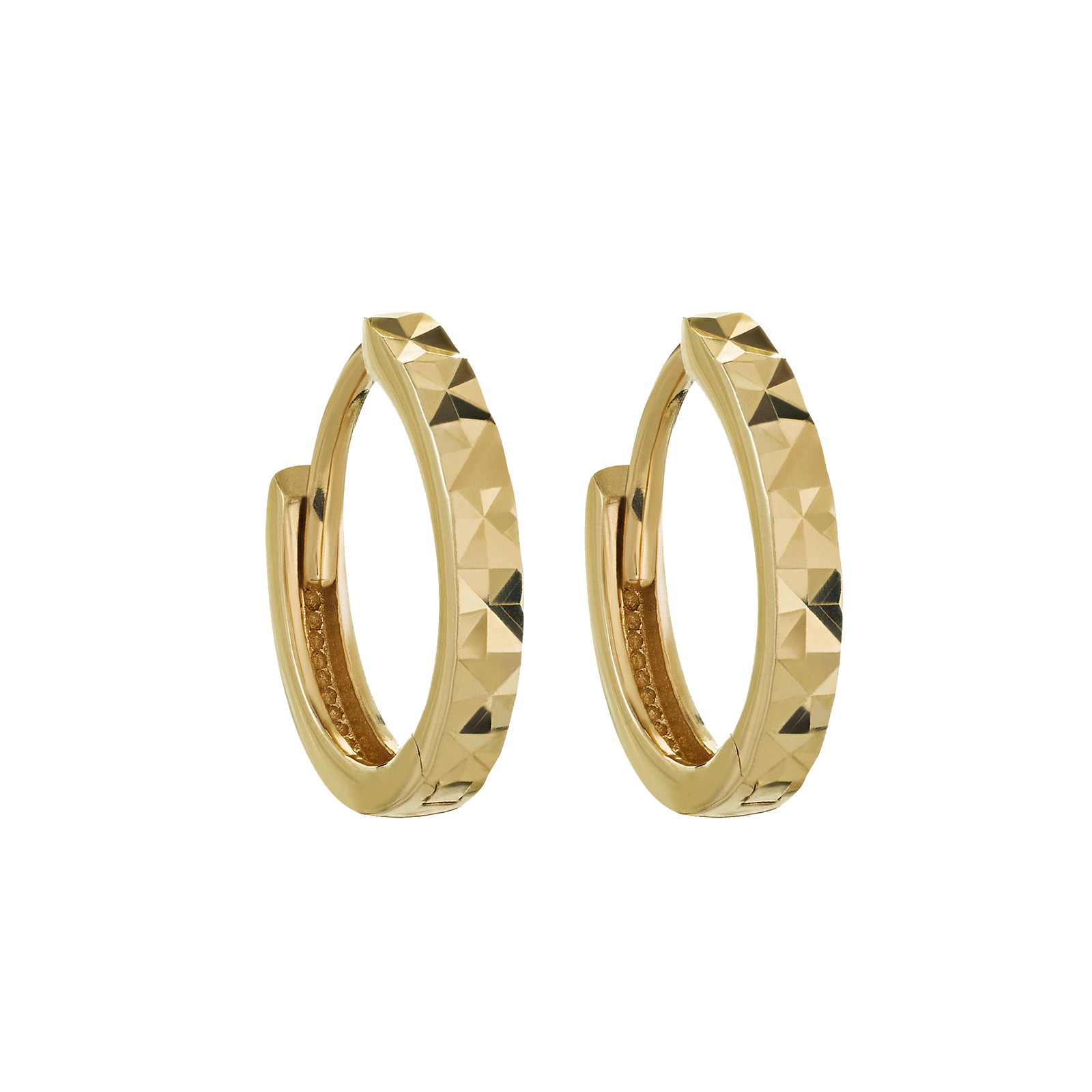 14kt Gold Diamond Cut Mini Hoops