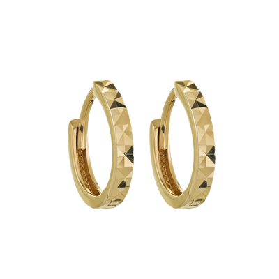 14kt Gold Diamond Cut Mini Hoops