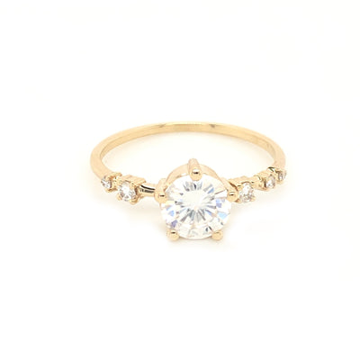 14kt Gold Diamond & Moissanite Spring Waltz Ring