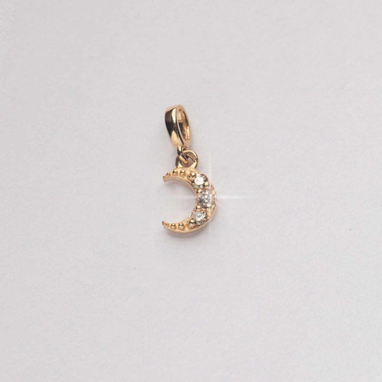 14kt Gold Diamond Half Moon Charm
