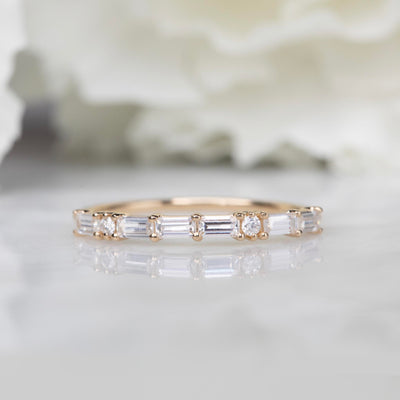 14kt Gold Moissanite “Mama” Ring in Morse Code