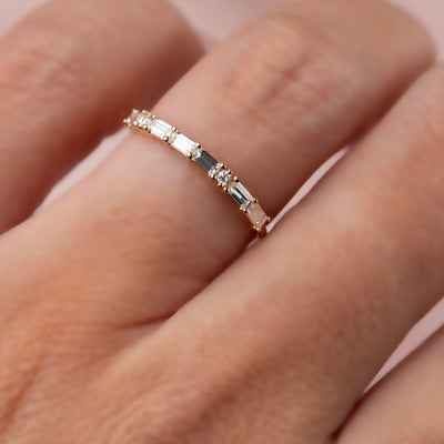 14kt Gold Moissanite “Mama” Ring in Morse Code
