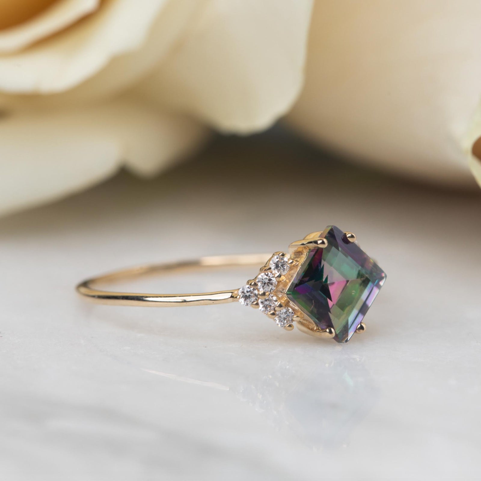 14kt Mystic Topaz Shield Ring