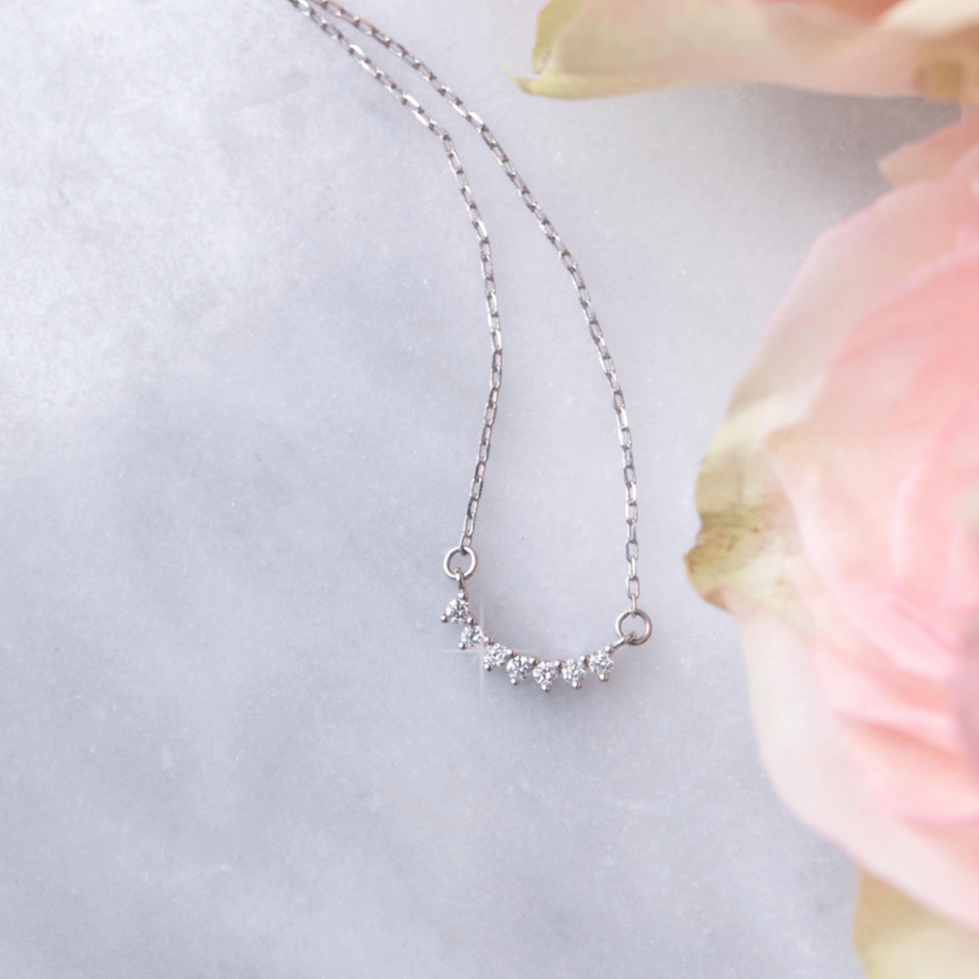 Solid White Gold Diamond Cascade Pendant