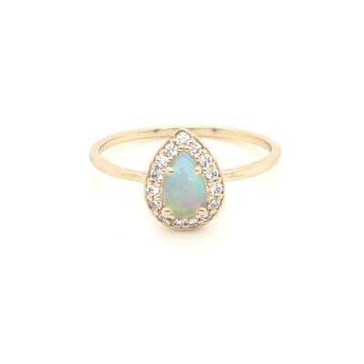 14kt Opal & Diamond Regal Droplet Ring