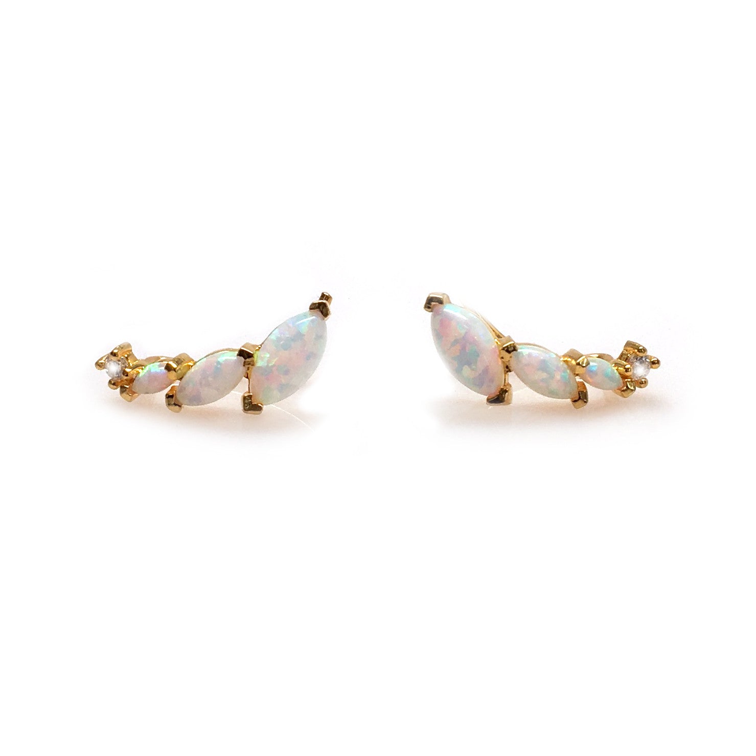 Opal and Diamond Wing Ear Climbers