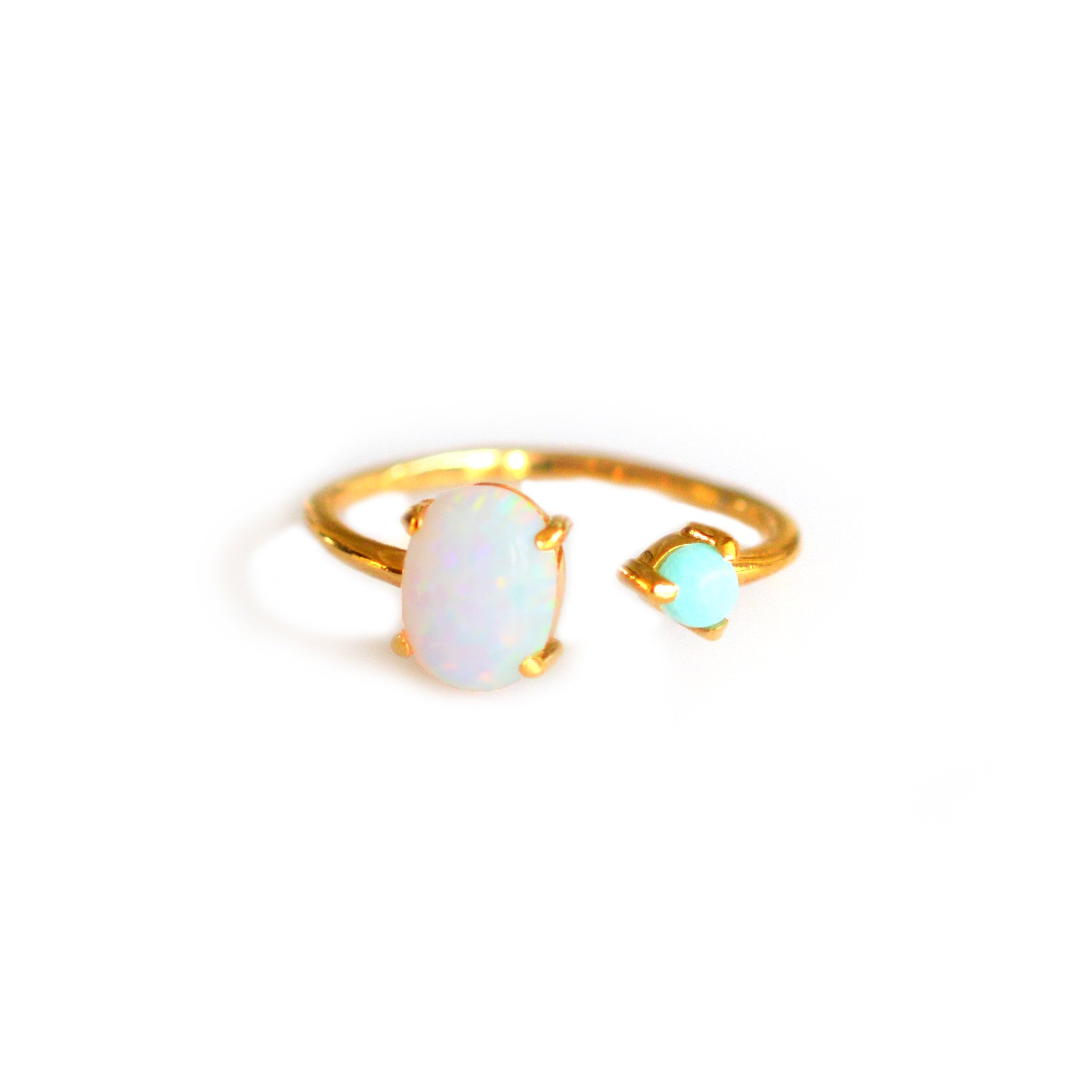 Turquoise and Opal Dual Ring