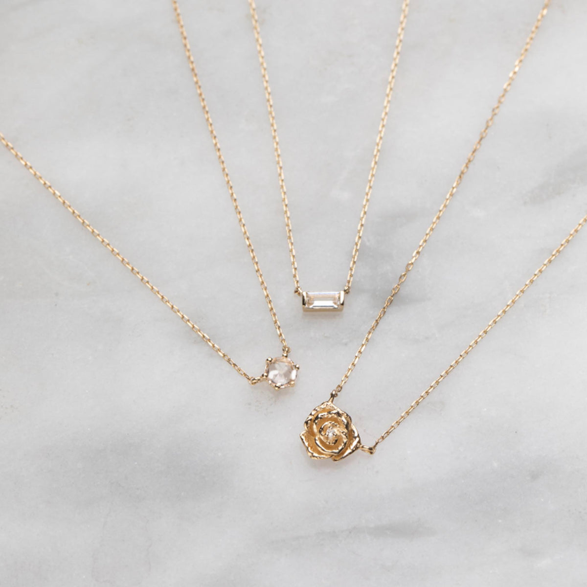 14kt Gold Diamond Rose Pendant