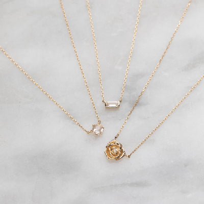 14kt Gold Diamond Rose Pendant