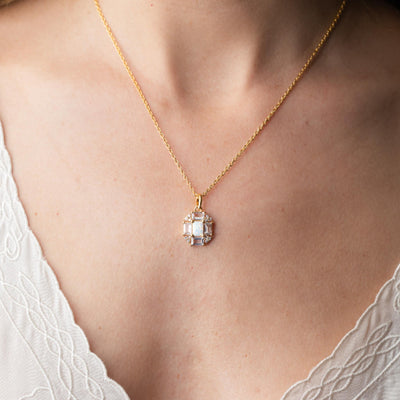 Opal and Topaz Baguette Fire Pendant