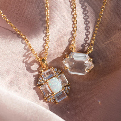 Opal and Topaz Baguette Fire Pendant