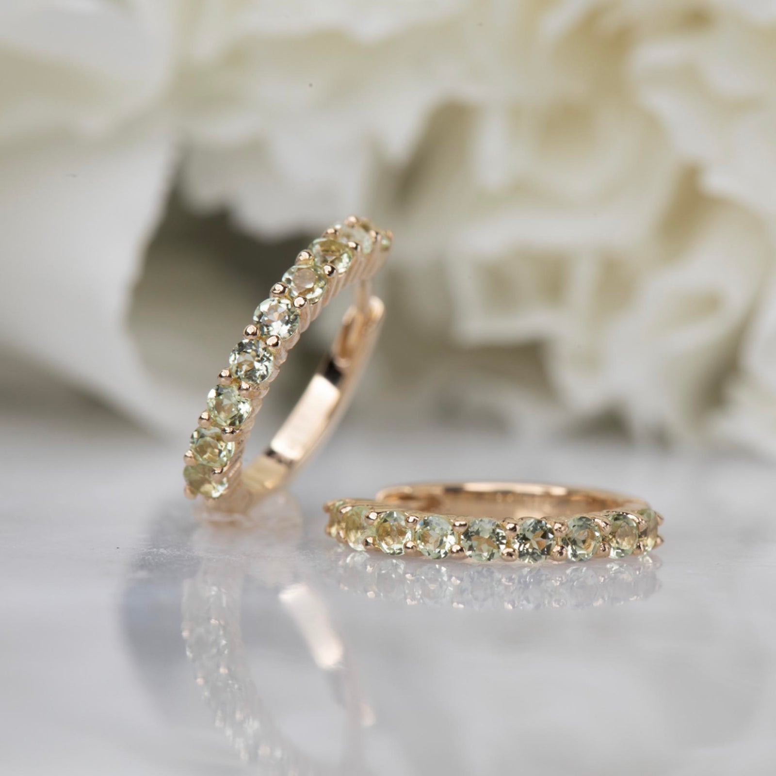 14kt Gold Peridot Savant Hoops