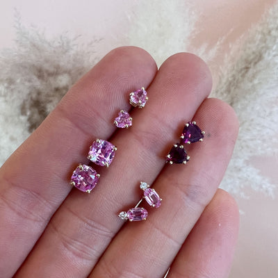 *LIMITED EDITION* 14kt Rose Gold Pink Sapphire & Diamond Rain Drop Studs