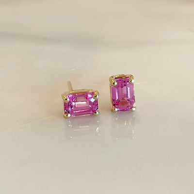 14kt Pink Sapphire *LIMITED EDITION* Baguette Studs