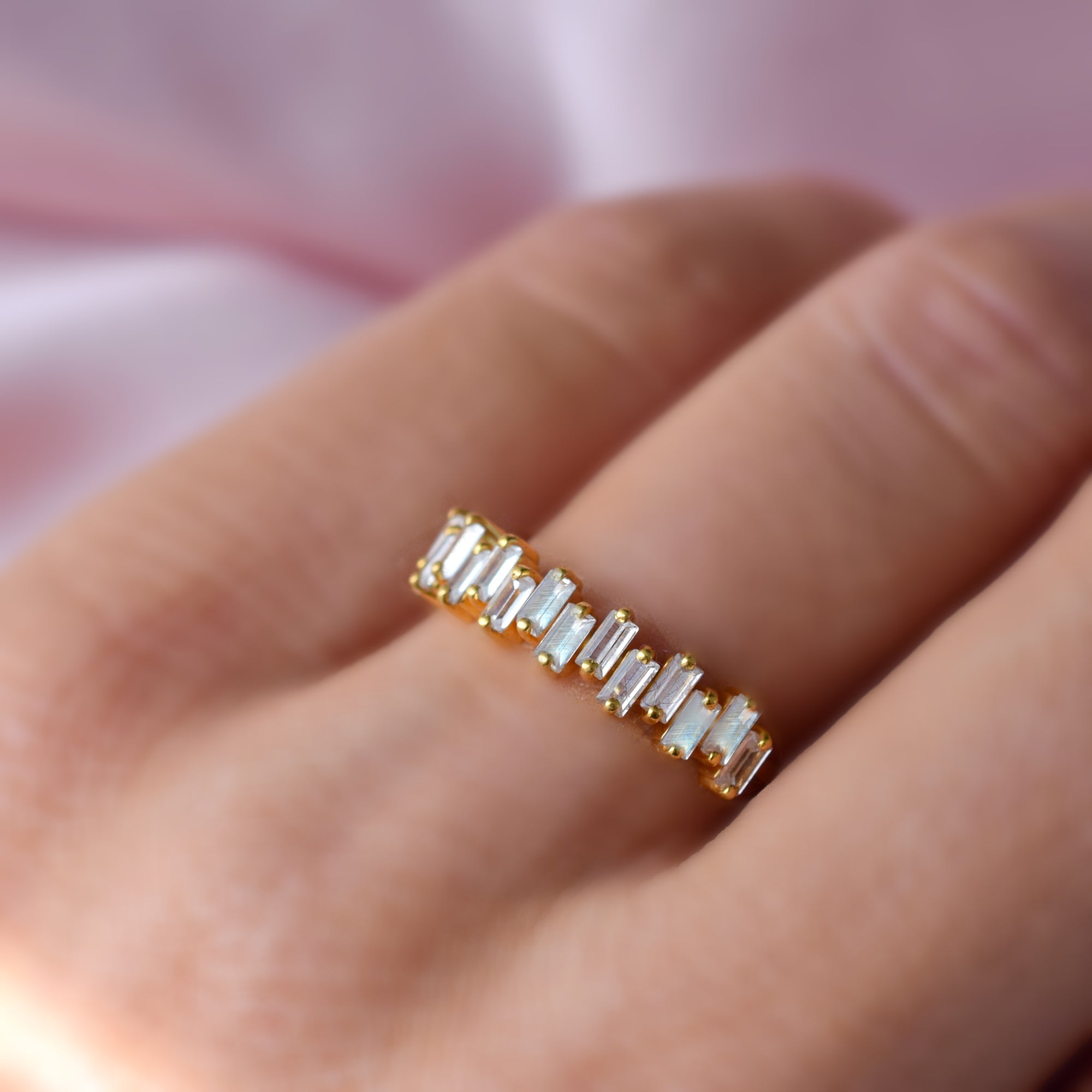 Rainbow Moonstone Bridge Ring 5