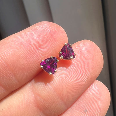 *LIMITED EDITION* 14kt Pink Rhodolite Garnet Trillion Studs