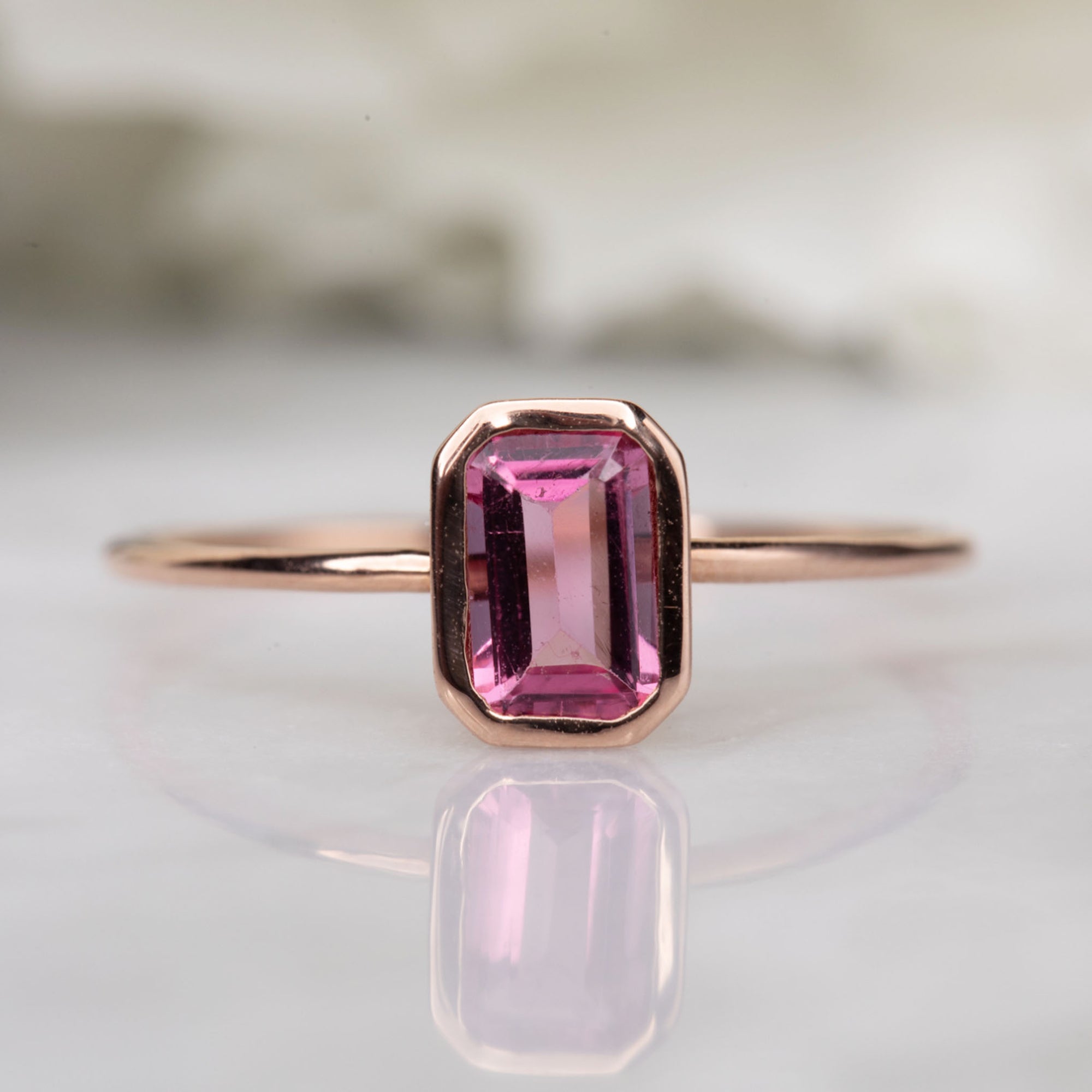 14kt Rodolite Garnet Baguette Ring