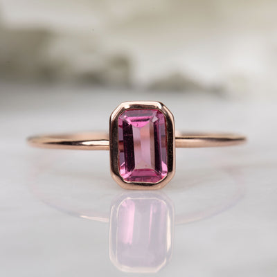 14kt Rodolite Garnet Baguette Ring